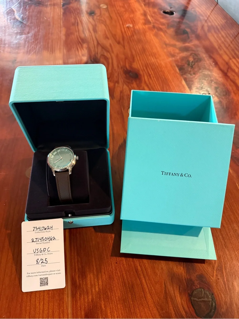 Tiffany & Co. Men's Watch with Tiffany Blue Dial and Brown Strap